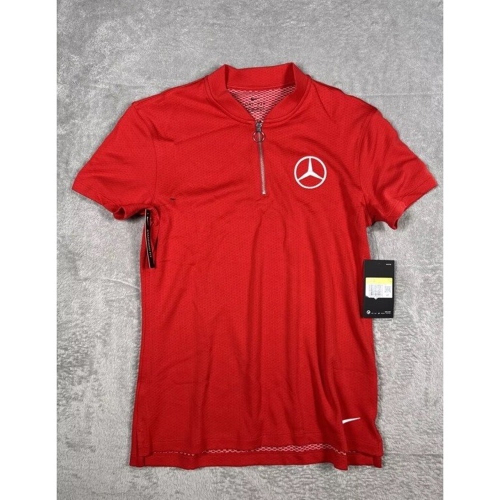 Nike Women's Golf Dri-Fit Red 1/4 Zip Shirt Mercedes-Benz Logo Size Small NWT